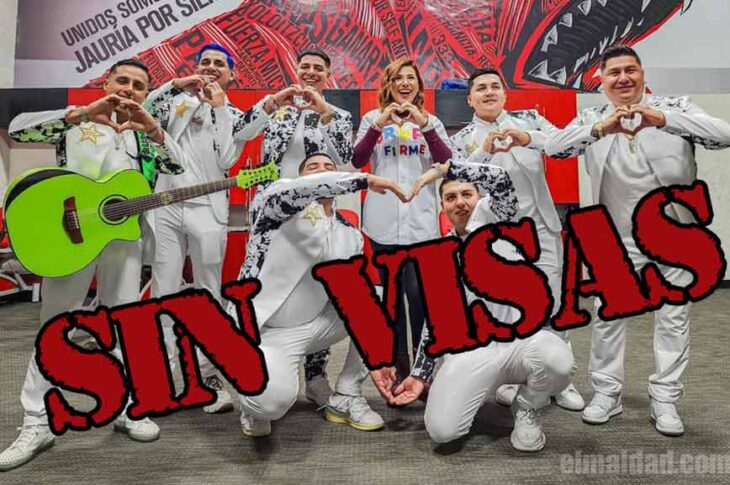 Grupo Firme con Marina del Pilar, gobernadora de Baja California, todos sin visa.