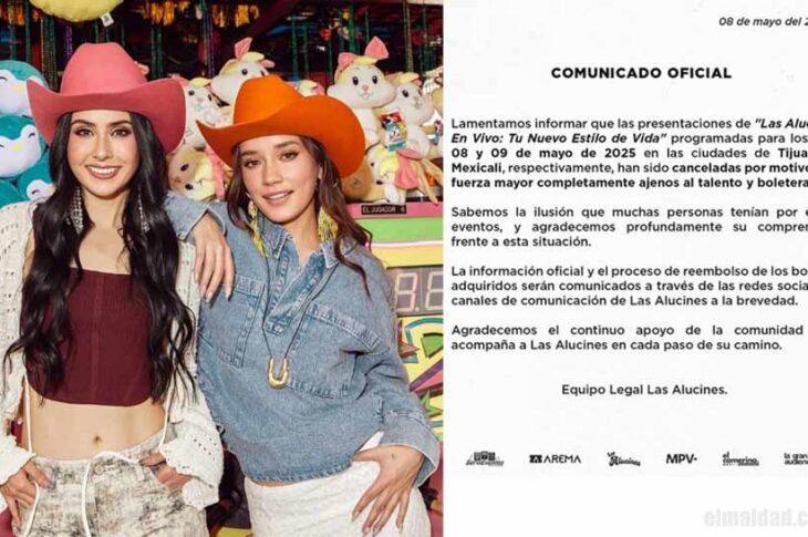 Las Alucines y el comunicado de cancelación de sus presentaciones en Baja California.