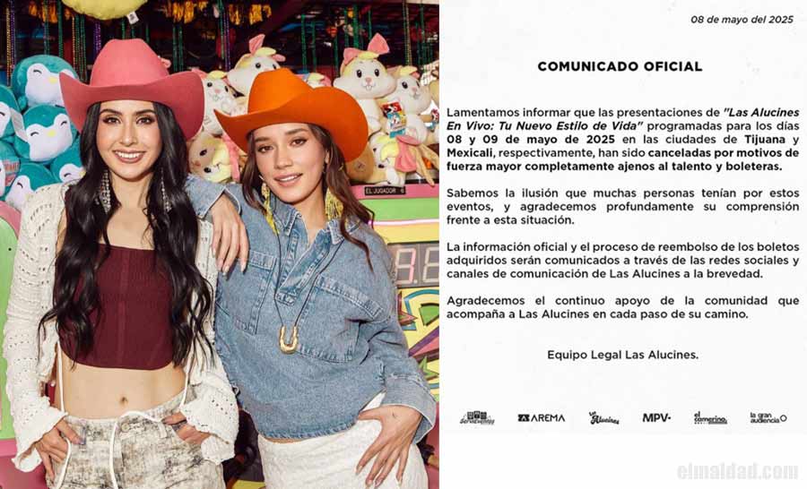 Las Alucines y el comunicado de cancelación de sus presentaciones en Baja California.