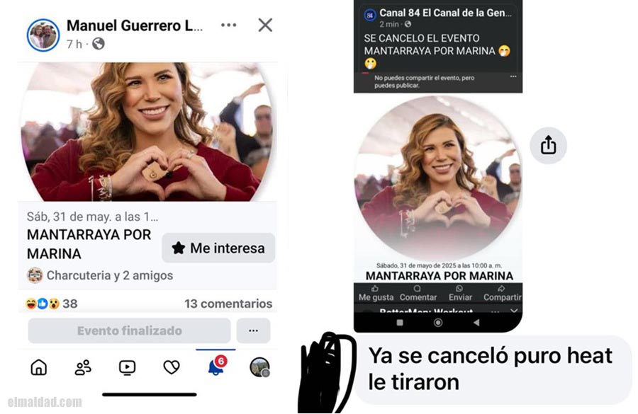 Mantarraya por Marina se cancela.