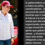 Marina del Pilar y captura de pantalla de la denuncia de la asistencia obligatoria a trabajadores del gobierno para el evento de la gobernadora.