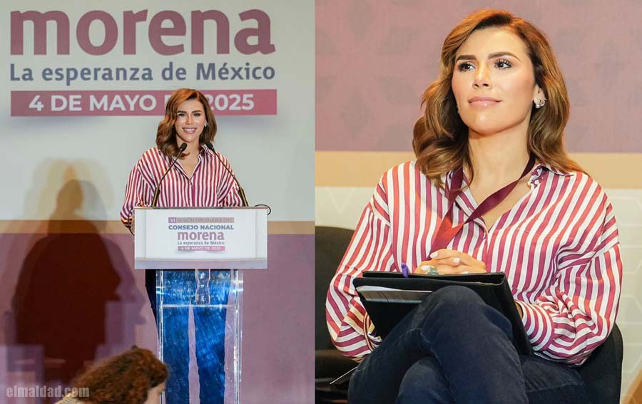 Marina del Pilar en el mitin de Morena en la CDMX.