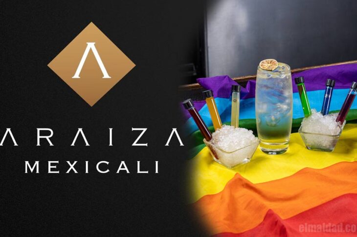 Logo del hotel Araiza y la foto promocional de la bebida "Chroma".