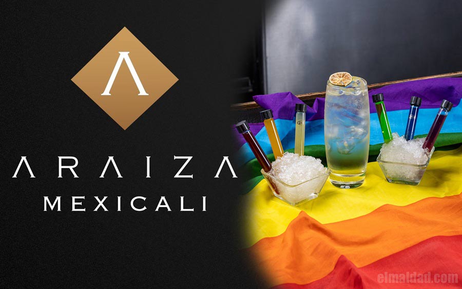 Logo del hotel Araiza y la foto promocional de la bebida "Chroma".