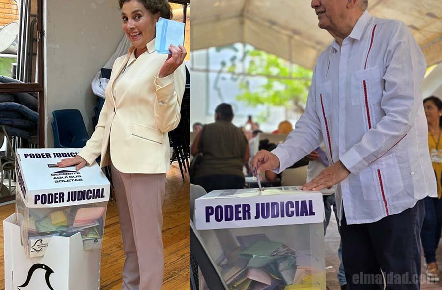 Beatriz y AMLO votando.