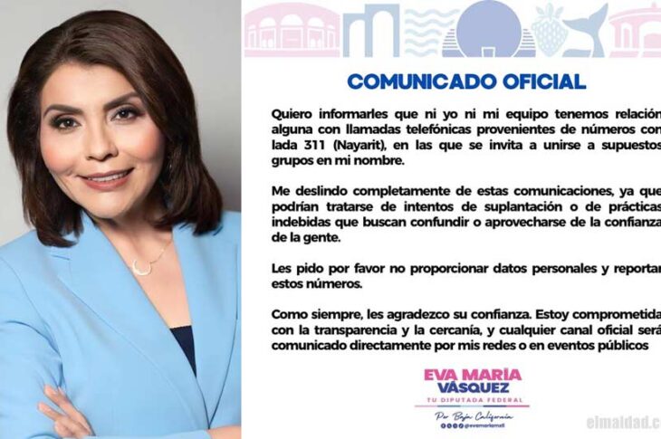 Eva María Vásquez y su comunicado oficial.