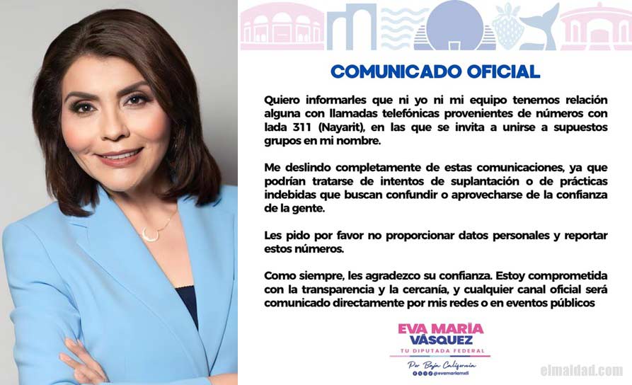 Eva María Vásquez y su comunicado oficial.