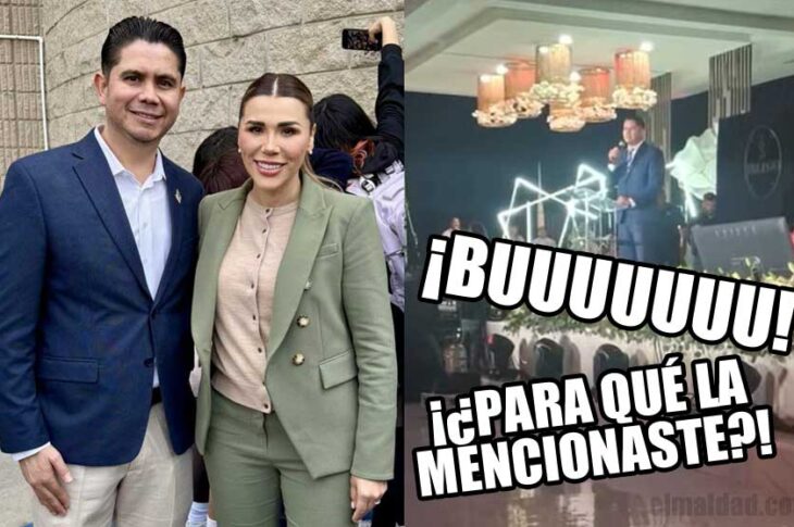 Luis Miguel Buenrostro y Marina del Pilar en Tijuana el 4 de febrero en la ceremonia del inicio de clases. Luego Buenrostro siendo abucheado por mencionar a la gobernadora en la graduación.