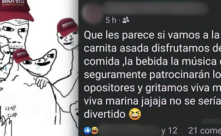 Post de morenista con intención de ir a "trollear" a la carne asada contra Marina del Pilar.