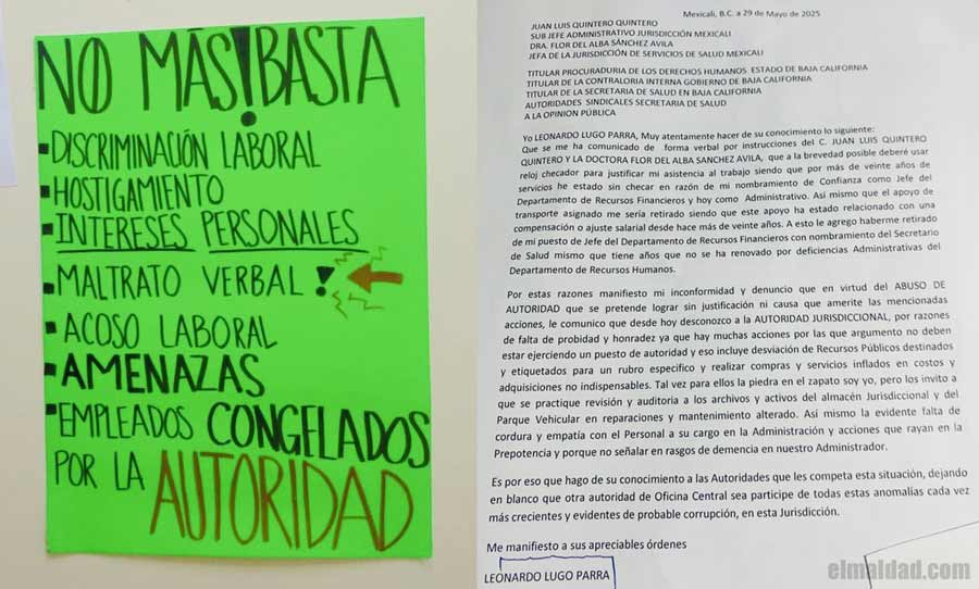 Cartulina en manifestación y la denuncia formal.