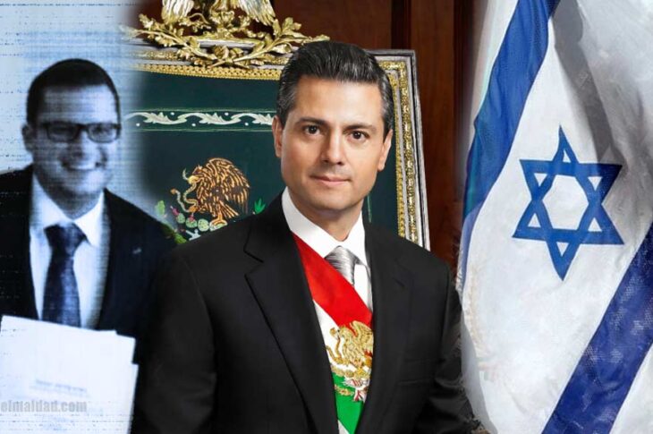 Empresario israelí, EPN y la bandera de Israel.