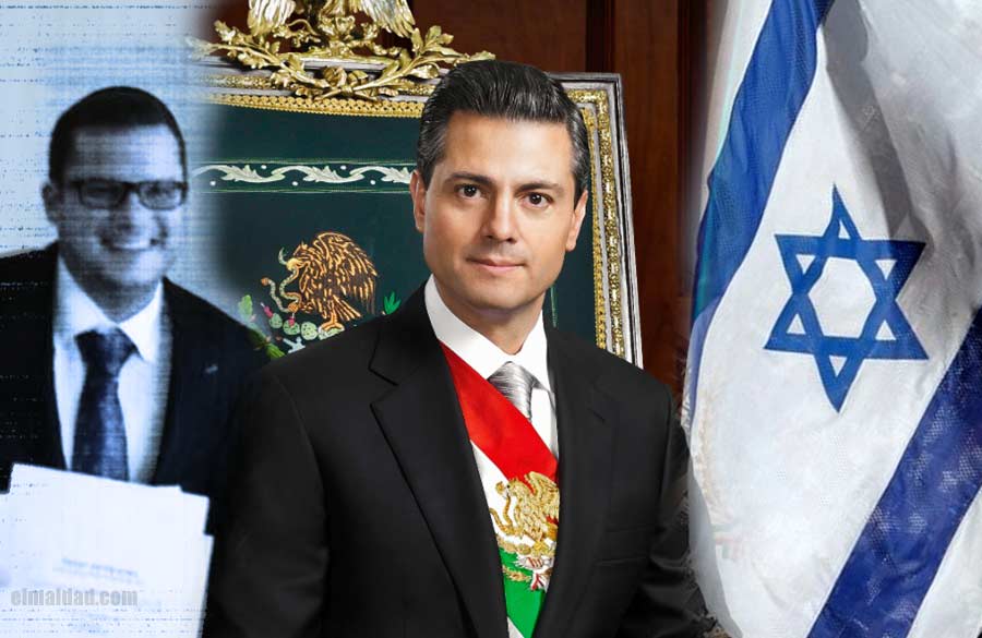 Empresario israelí, EPN y la bandera de Israel.