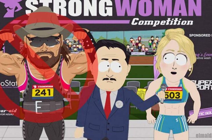 South Park satirizando los hombres que se perciben como mujeres en deportes de categoría femenil.