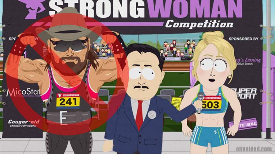 South Park satirizando los hombres que se perciben como mujeres en deportes de categoría femenil.