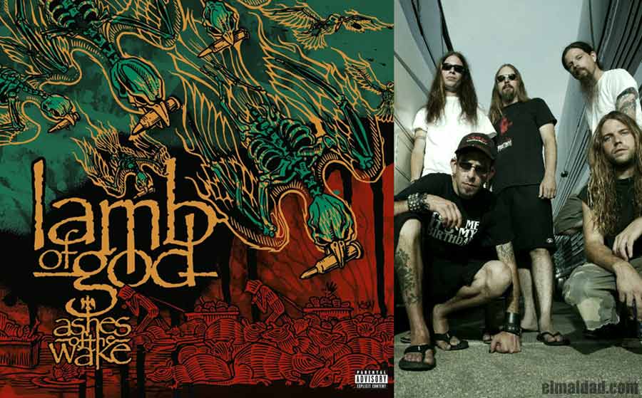 Portada de "Ashes of the Wake" y la banda Lamb Of God en 2004.