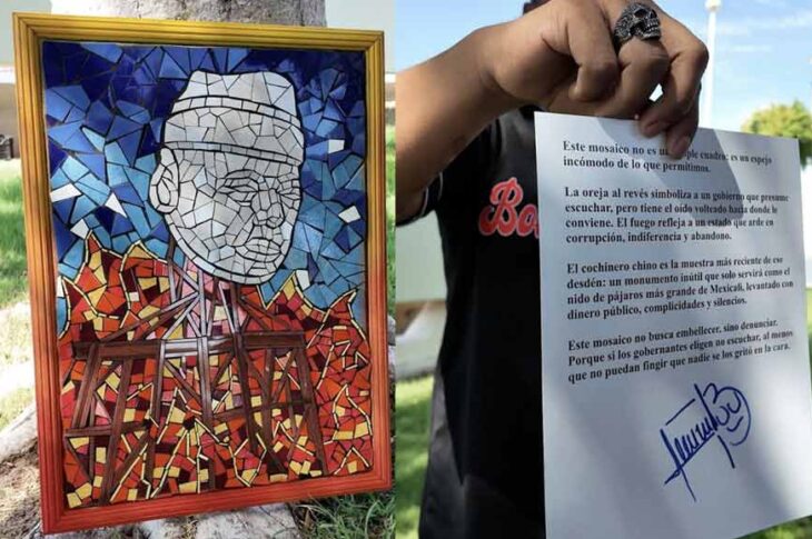 Mosaico del cochinero chino y la carta abierta de Boquilla Negra.