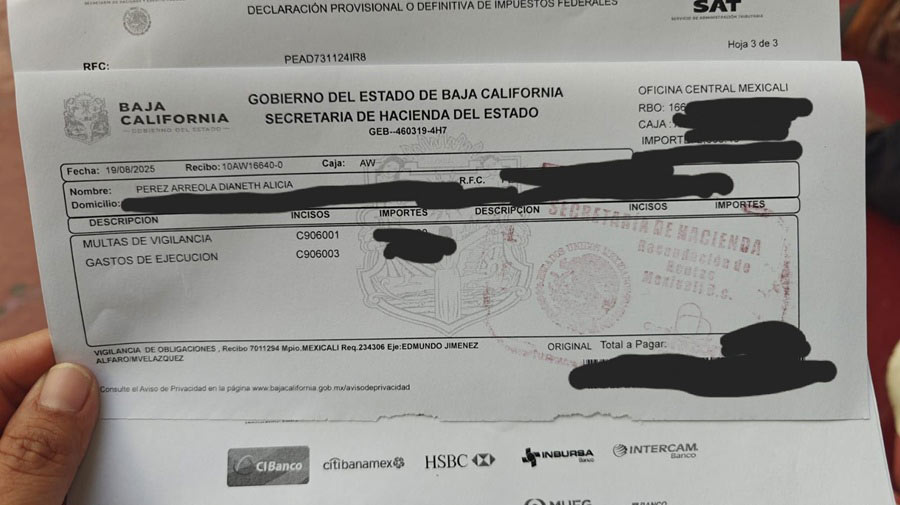 Multa puesta a Dianeth Pérez.