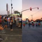 Vecinos de la progreso bloqueando la vialidad.