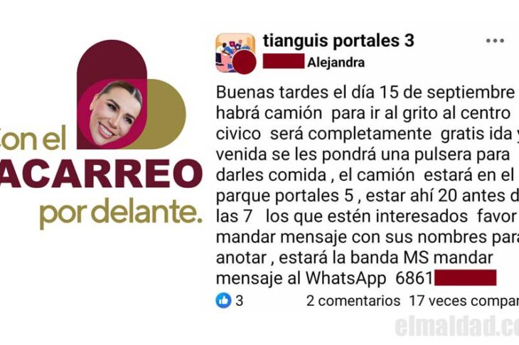 Post de acarreo para Marina del Pilar.