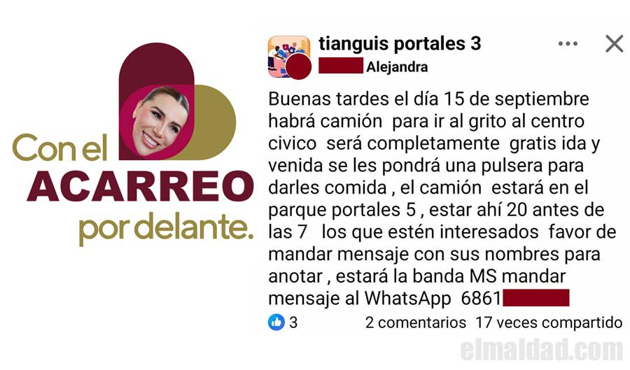 Post de acarreo para Marina del Pilar.