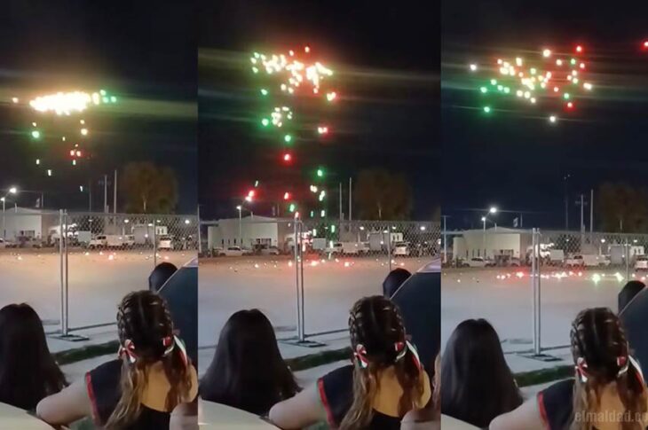 Show de drones al caño en Piedras Negras.