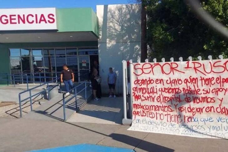 Hospital general en Mexicali y la manta dirigida a "el Ruso".