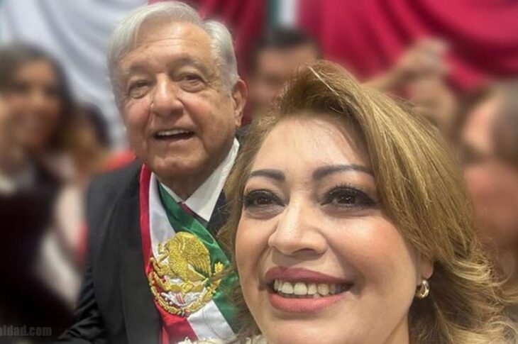 AMLO en su toma como presidente y Ana Karina Rojo Pimentel.
