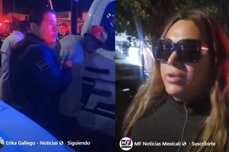 Detenidos y Adriana, dueña de la casa.