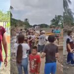 Lilia Arrieta y capturas de pantalla del video siendo increpada por damnificados.