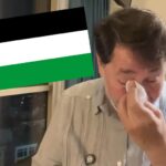 Bandera de Palestina y Noroña llorando.