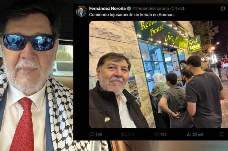 Noroña presumiendo su viaje a Palestina.