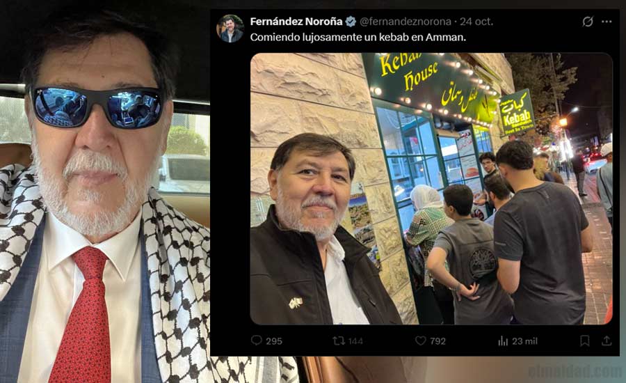 Noroña presumiendo su viaje a Palestina.