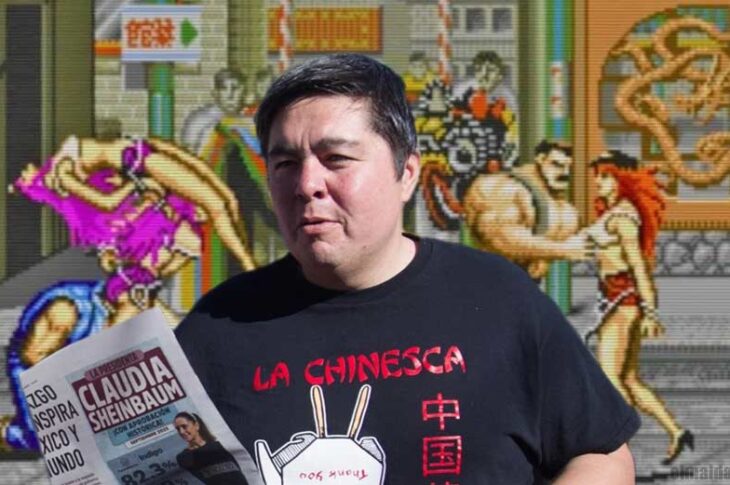 Diputado Armando Samaniego y de fondo Final Fight en el barrio chino.