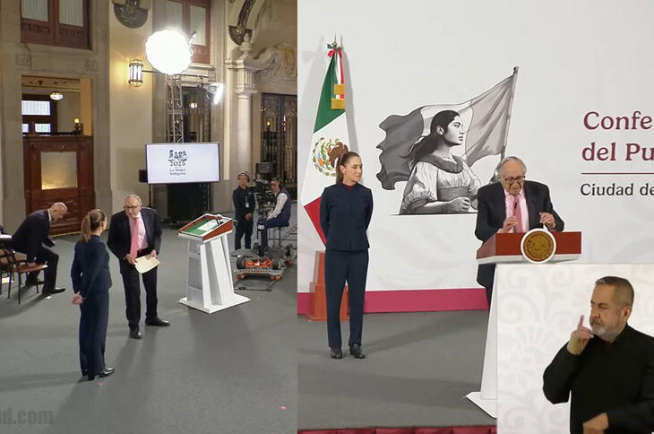 Claudia Sheinbaum y el secretario de salud.