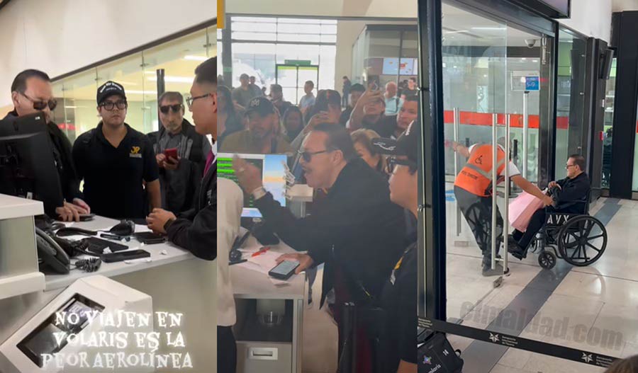 Julio Preciado discutiendo con personal de Volaris y recibiendo trato preferencial por su prepotencia.