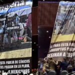 Diputados del PRI con su lona y los morenistas queriendo quitarla.