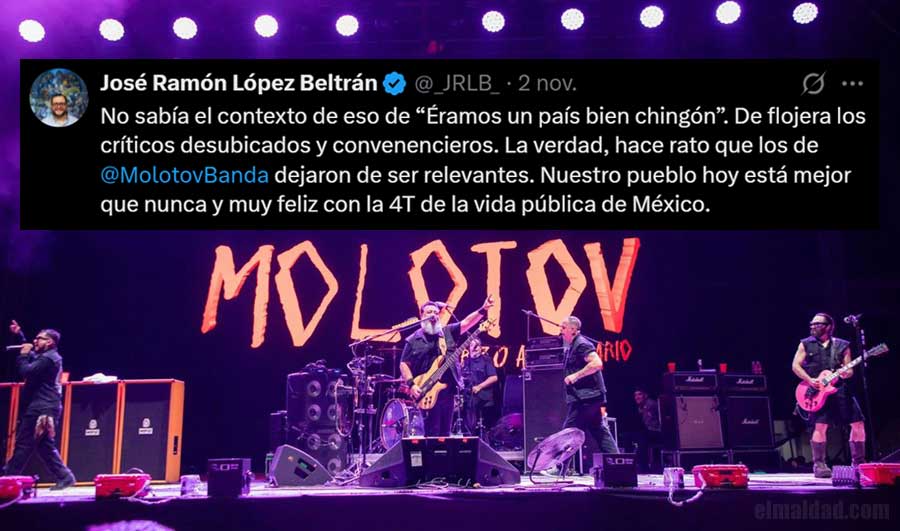 Tweet de José Ramón y Molotov en el escenario.