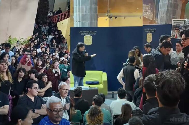 Increpan a Noroña en la universidad de Guanajuato.