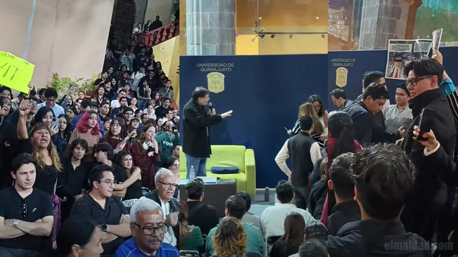 Increpan a Noroña en la universidad de Guanajuato.