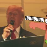 Trump y Patricio Estrella abucheando al presidente.