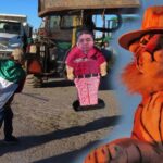 "Le rascaron los huevos al tigre", por ello llevaron el peluche en protesta. Fotos: Daniel Resendiz.