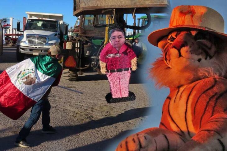 "Le rascaron los huevos al tigre", por ello llevaron el peluche en protesta. Fotos: Daniel Resendiz.
