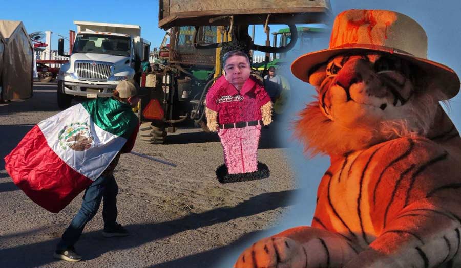 "Le rascaron los huevos al tigre", por ello llevaron el peluche en protesta. Fotos: Daniel Resendiz.