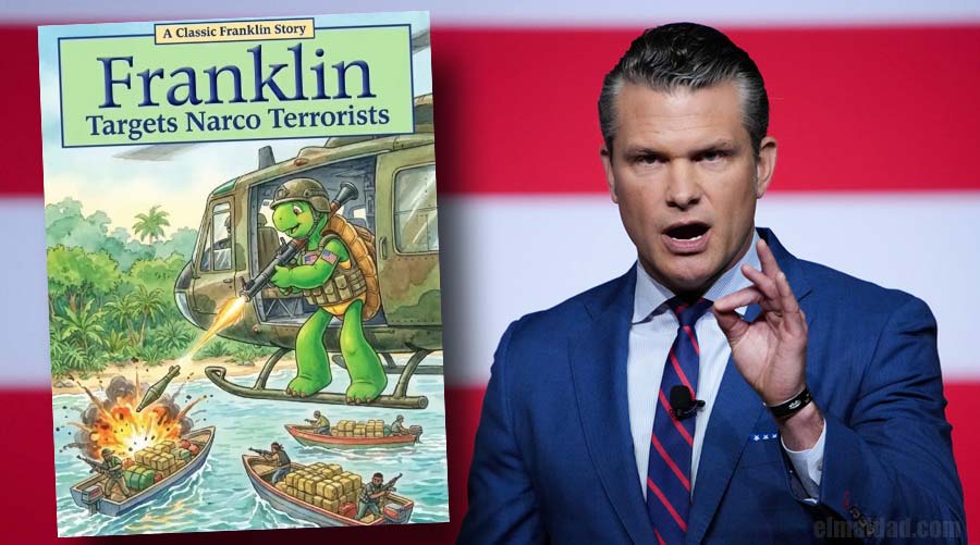 Franlink la tortuga y Pete Hegseth.