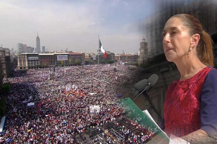 Claudia Sheinbaum en el zócalo capitalino.