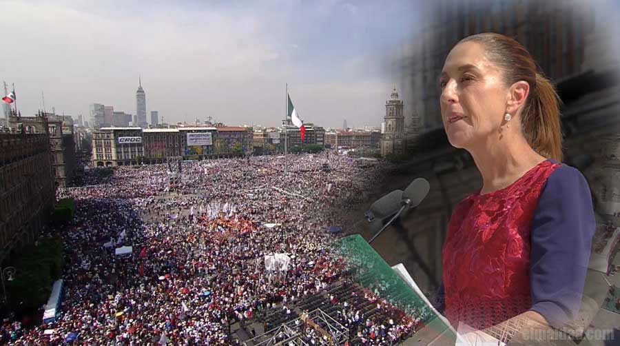 Claudia Sheinbaum en el zócalo capitalino.