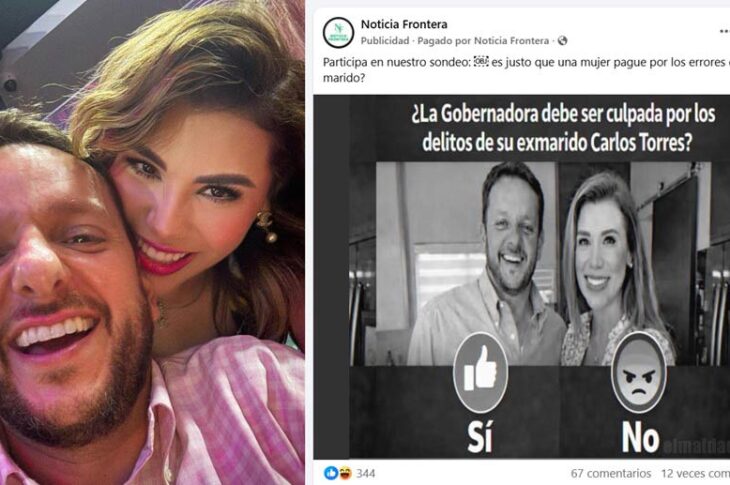 Carlos Torres y Marina del Pilar, a un lado la encuesta de Noticia Frontera.