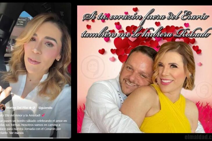 Marina del Pilar en su video y un meme del año pasado.