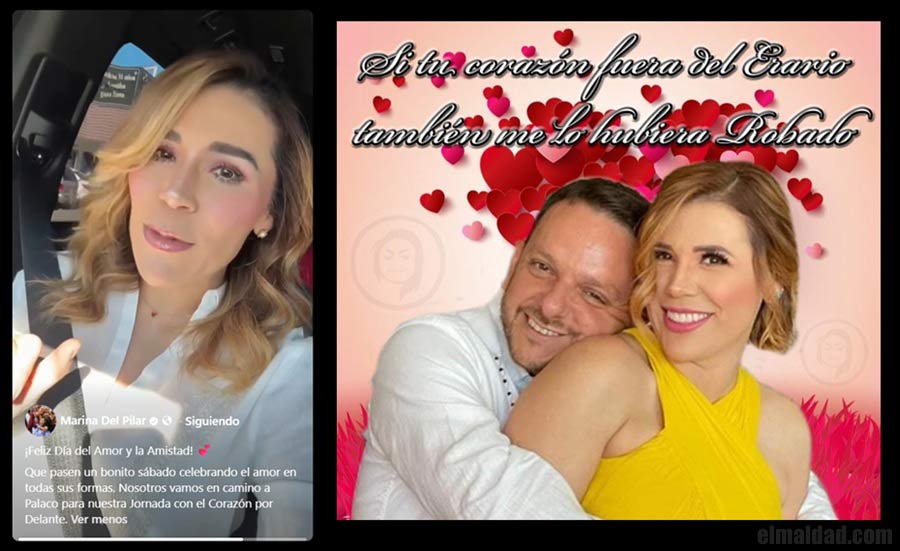 Marina del Pilar en su video y un meme del año pasado.