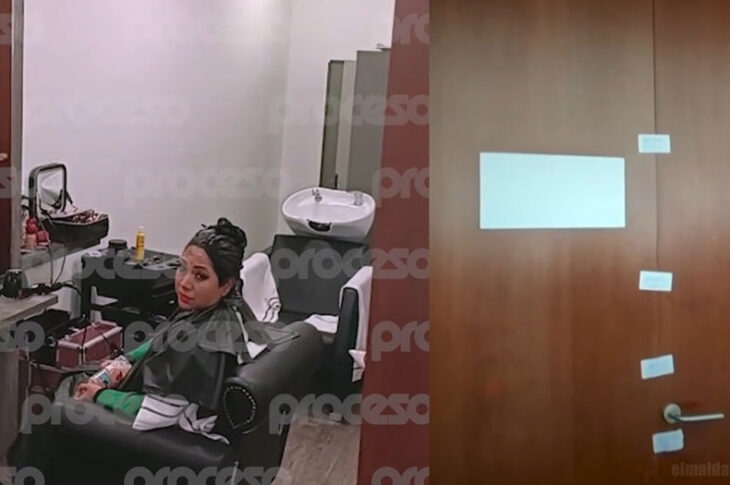 Senadora en el salón de belleza de la cámara. Clausura del salón.